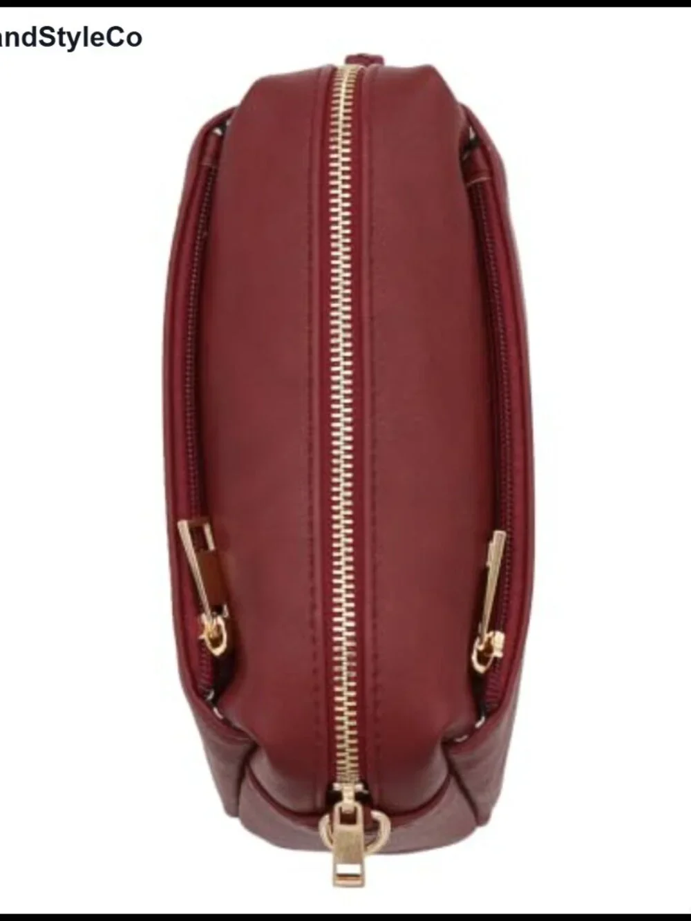 Triple Zip Small Crossbody Bag Faux Leather Adjustable Strap